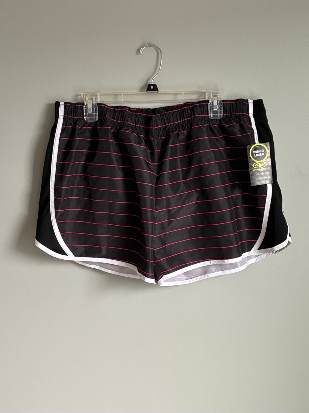 Athletic Works Black Shorts with Pink Stripes and White Trim